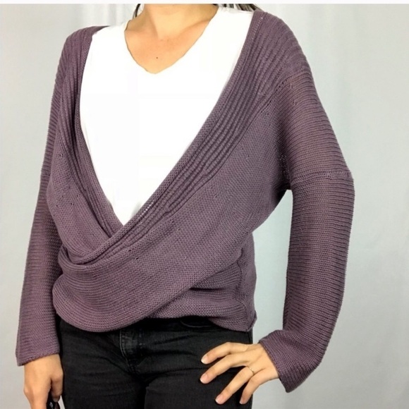 SOFT SURROUNDINGS Purple Wrap Sweater Top, Size Medium - Picture 1 of 8